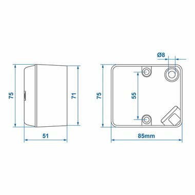 Rear fog light 75x85mm