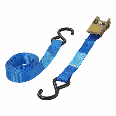 Tension strap blue with ratchet + 2 hooks 5 meters