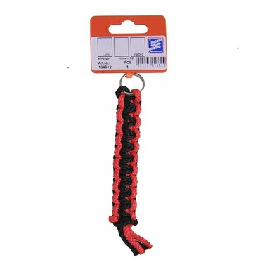 Key ring with ring, long and flat braided, assorted
