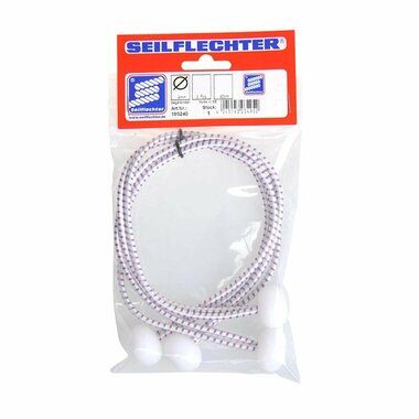 Tail tie with plastic balls, 2 pieces in bag, 40cm, white