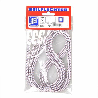 Tail tie with nylon hooks, 4 pieces in bag, 55cm, white