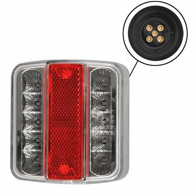 Rear light 4 functions 98x105mm 14LED with 5-pin EC