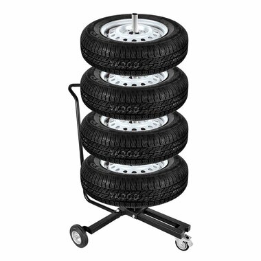 Wheel stand mobile with handle for 4 tyres