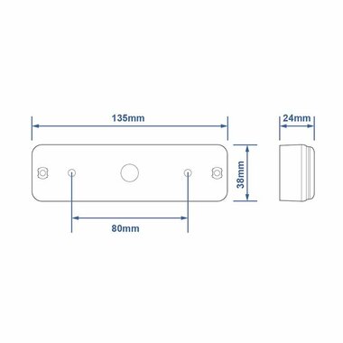 Rear light 12/24V 3 functions 135x38mm LED with holder black
