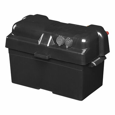 Battery box 35x18x20cm 2x USB - 1x 12V socket - Voltmeter