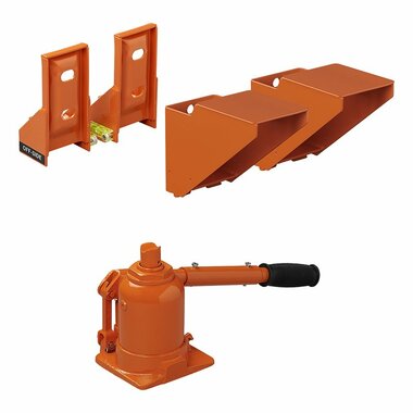 Hydraulic jack with leveller for twin axle