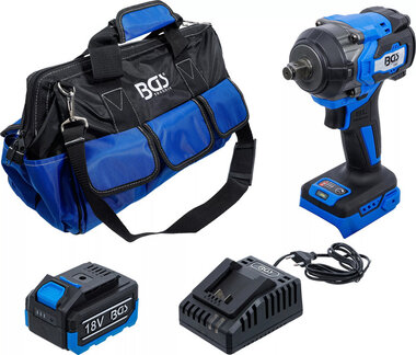 Cordless Impact Wrench Set brushless 550 Nm 18 V with rechargeable Battery and Quick Charger