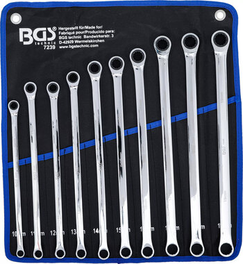 Ratchet Ring Wrench and Ring Spanner Set extra long 10 - 19 mm 10 pcs