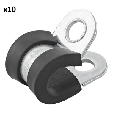 Cable clamp 8 mm with rubber protection x10 pieces