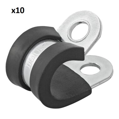 Cable clamp 10 mm with rubber protection x10 pieces