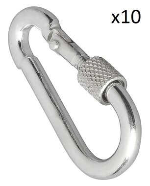 Metal snap hook 6x60mm with screw lock x10 pieces