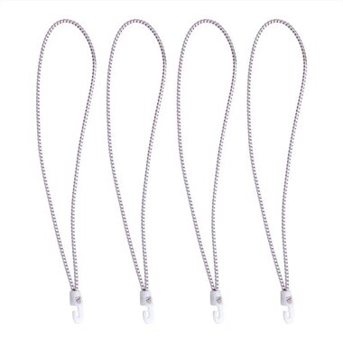 Tail tie with nylon hooks, 4 pieces in bag, 55cm, white