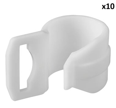 Tent clip for tent pole 20-25mm with slot white x10 pieces