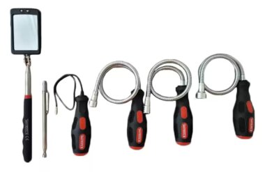 Flexible and Telescopic Magnetic Holder and Inspection Mirror Set – 6 Pieces