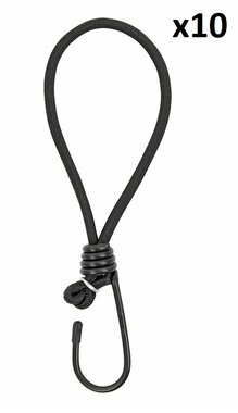 Tent tensioner elastic black with hook x10 pieces