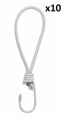 Tent tensioner elastic white with hook x10 pieces