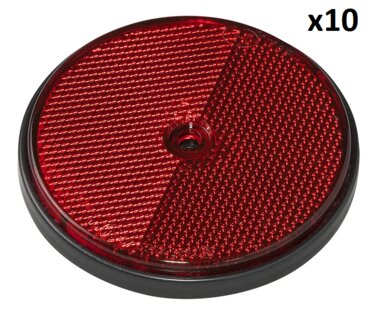 Reflector red 80mm screw attachment x10 pieces