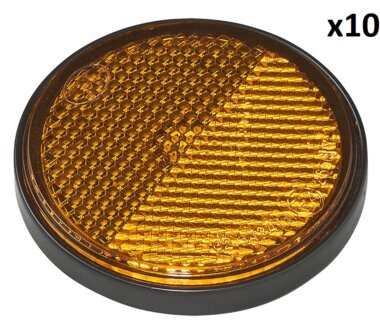 Orange reflector 58 mm self-adhesive with base plate x10 pieces