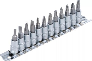 Bit Socket Set (1/4) Drive Slot SL, Cross Slot PH, Cross Slot PZ 12 pcs