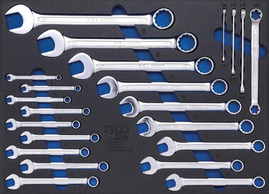 Tool Tray 3/3: Combination Spanners and E-Type Spanners Assortment 22 pcs