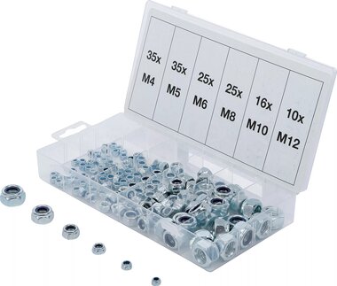 Hexagon Nut Assortment Self-Locking 146 pcs