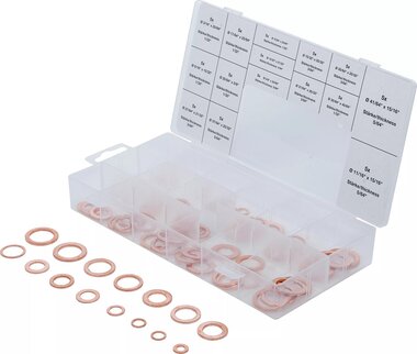 Seal Ring Assortment Copper Inch Sizes for Oil Drain Plugs 75 pcs