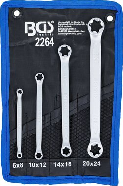Double Ring Spanner Set with E-Type Ring Heads E6xE8 - E20xE24 4 pcs