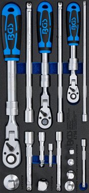 Reversible Ratchet Set extendable, bendable 6.3 mm (1/4) - 10 mm (3/8) - 12.5 mm (1/2) 17 pcs
