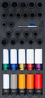 Tool Tray 3/3: Impact Sockets / Impact Protective Sockets and Twist Socket Set (Spiral Profile) (1/2) 33 pcs
