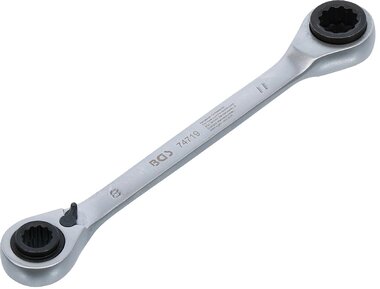 Double Ratchet Ring Spanner reversible 4-in-1