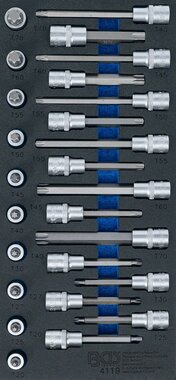 Tool Tray 1/3: Bit Socket Set  12.5 mm (1/2 inch)  T-Star (for Torx)  26 pcs.