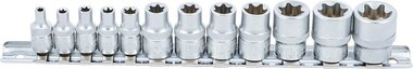 Socket Set, E-Type 6.3 mm (1/4) / 10 mm (3/8) drive E4 - E20 12 pcs