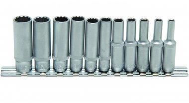 11-piece Deep Socket Set, 12-pt, 1/4