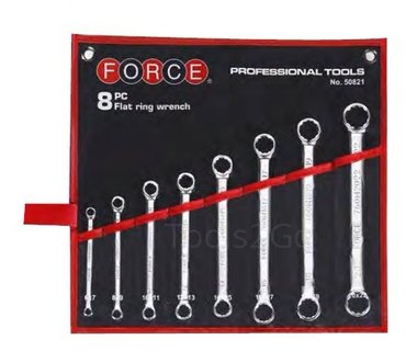 Flat ring wrench set 8pc