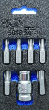 Screwdriver Bit Set | 10 mm (3/8) drive | T-Star (for Torx) | 7 pcs.