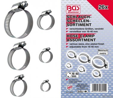 Hose Clamp Assortment diameter 16 - 40 mm 26 pcs