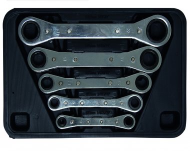 5-piece Ratcheting Ring Spanner Set, 6x8-19x22 mm