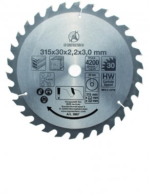 Carbide Tipped Circular Saw Blade, Diameter 315 mm, 30 tooth