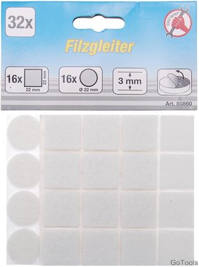 Felt Pads Set white 32 pcs