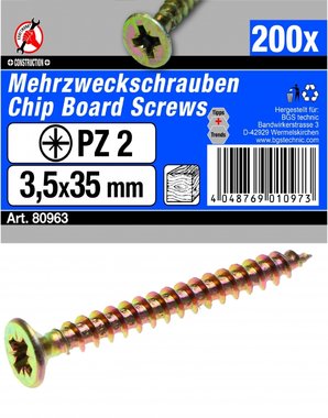 Multi Purpose Screws 3.5 x 35 mm, 200 pieces