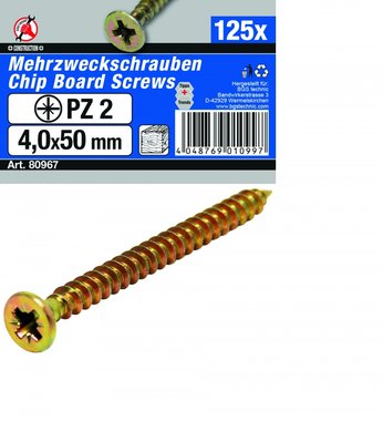 Multi Purpose Screws 4.0 x 50 mm, 125 pieces