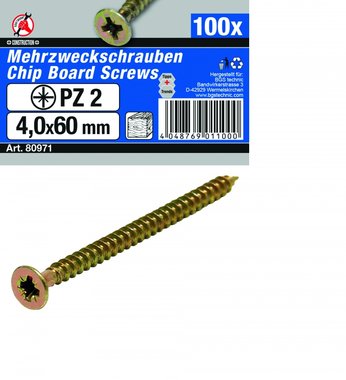 Multi Purpose Screws 4.0 x 60 mm, 100 pieces