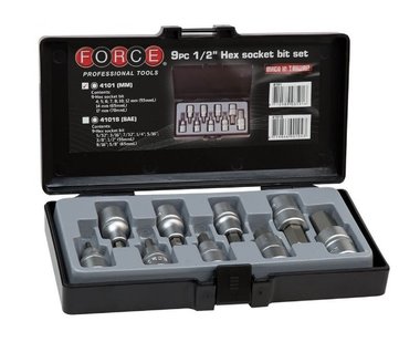 1/2 Hex socket bit set 9pc