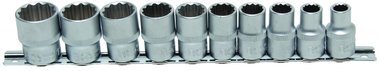 10-piece Socket Set, 1/2 , 12-pt., in INCH, 3/8 - 15/16