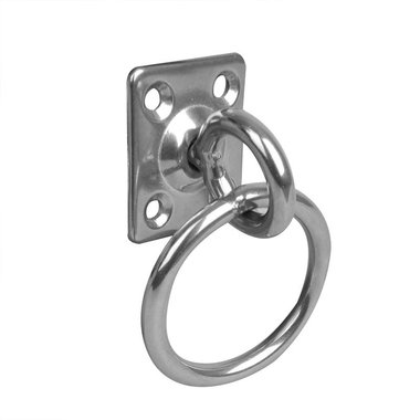 Eye plate with swivel and ring, 33x38x6mm, RVS AISI 316, 4 hole