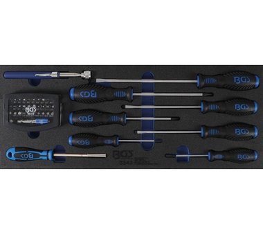 Foam tool tray for Item no. 3312: Screwdriver, bit set and magnet lifter | 41 pcs.