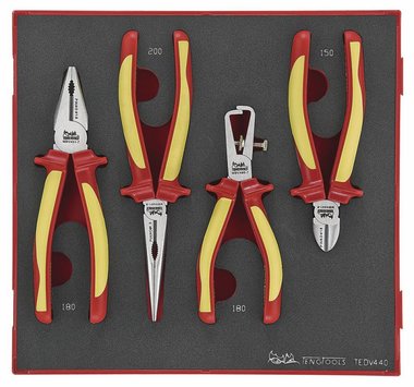 Pliers set isolated 4-part ted tray