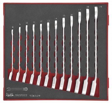 Ratchet spanner ring set 12-piece ted tray