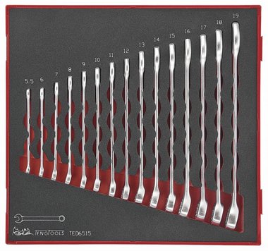 Combination spanner set 15-piece ted tray